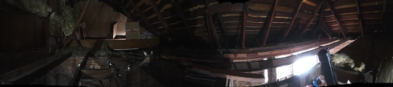 panoamic
                      view of a raw attice being remodeled