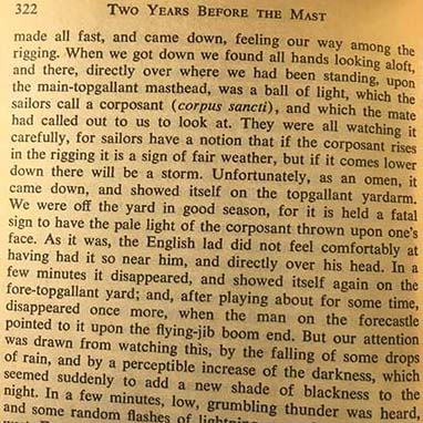 Excerpted text from Two Years
                                Before the Mast, recounting Corpus
                                Sancti, what appears to be ball
                                lightning