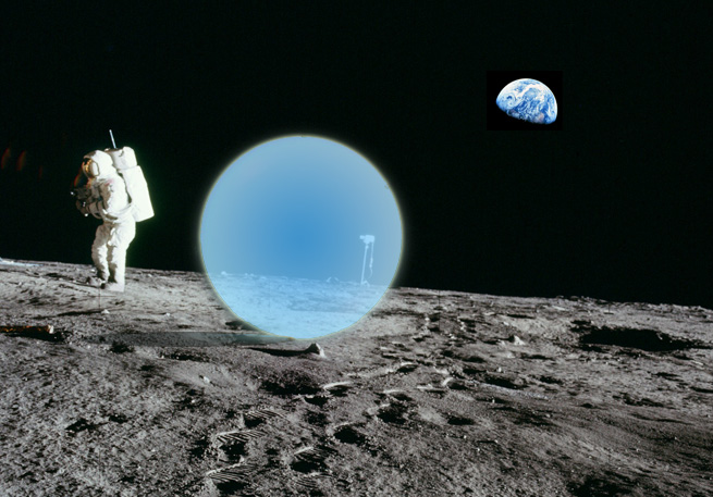 Giant Steps photo simulation - an
                                inflatable sphere on the moon